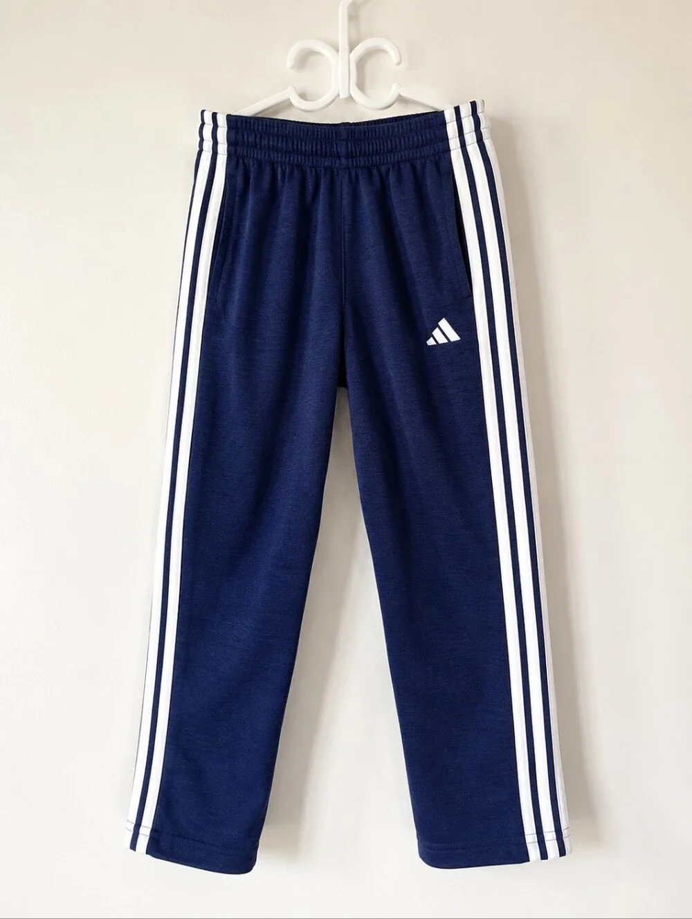 adidas Kids Navy Blue Joggers with White Side Stripes - Picture 3 of 3